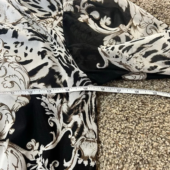 Ember‎ Mock Neck Blouse Floral Business Casual Blouson Sleeve Office Career Crop - Picture 2 of 14